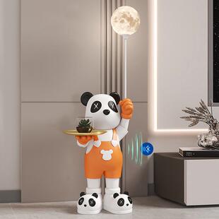 饰灯电视柜沙发旁公仔吉祥物乔迁新居礼品 熊猫大型落地摆件客厅装