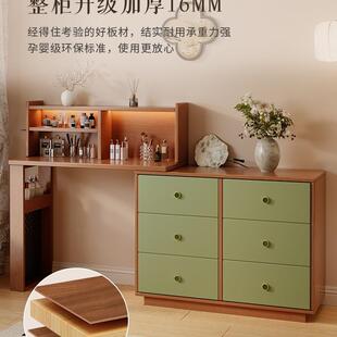 实木梳妆台转斗床柜一体卧室角书桌家用尾置物伸柜KZL化妆台缩化