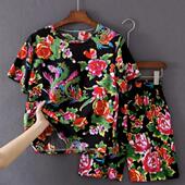 东北大花套装 民族风广场舞二奶奶扭秧歌演出服打鼓衣服 马甲灯笼裤