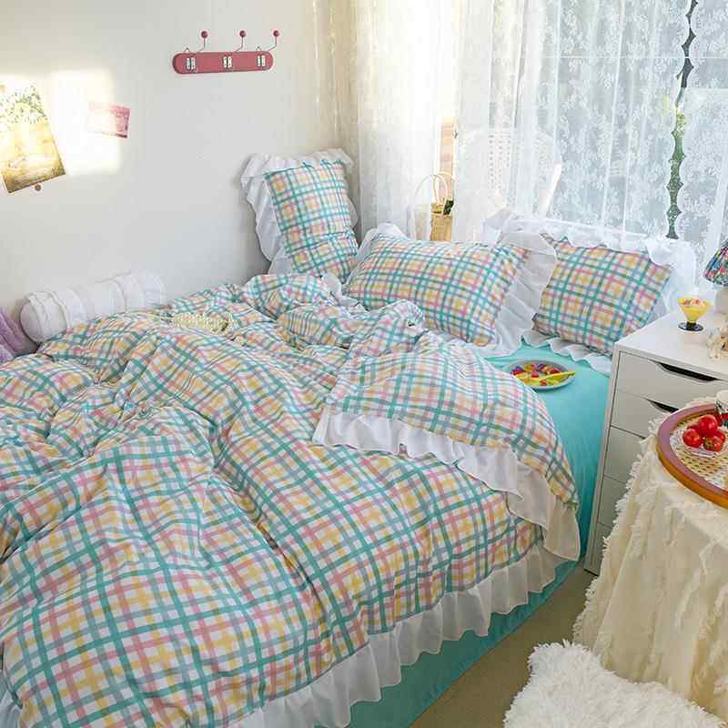 正品m1彩条纹花边5少女心午后小仙女清新床上用品三四件套1./.8/2