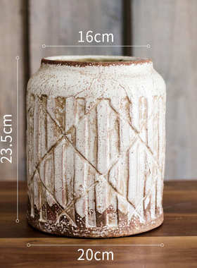 复古欧式罐子陶瓷芜器做装饰花瓶  墟旧花瓶摆件法式古董