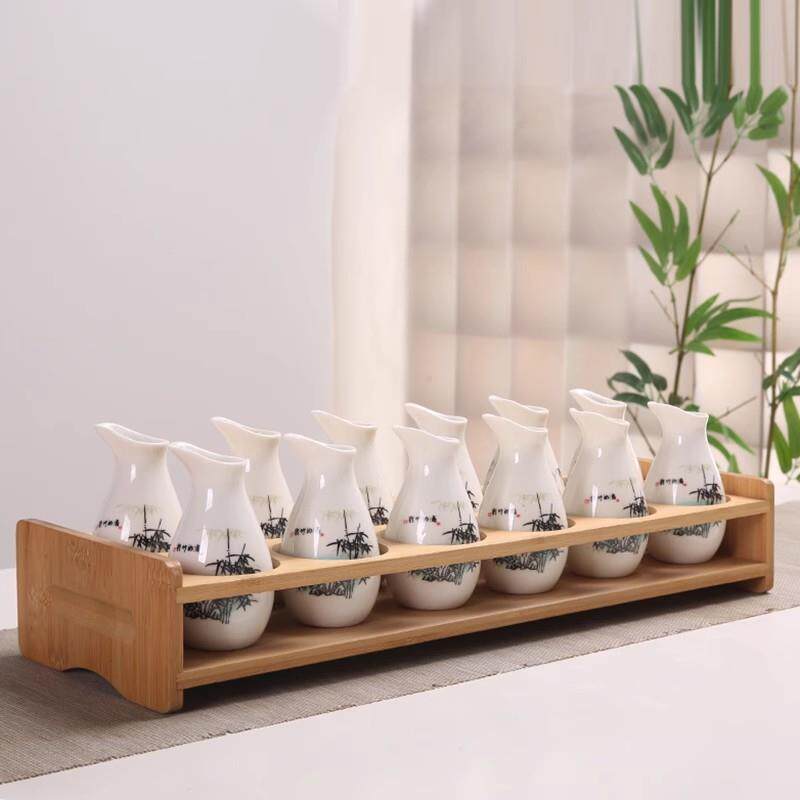 陶瓷酒具套装100ml家用白酒分酒器中式清酒壶二两小酒壶收纳架子