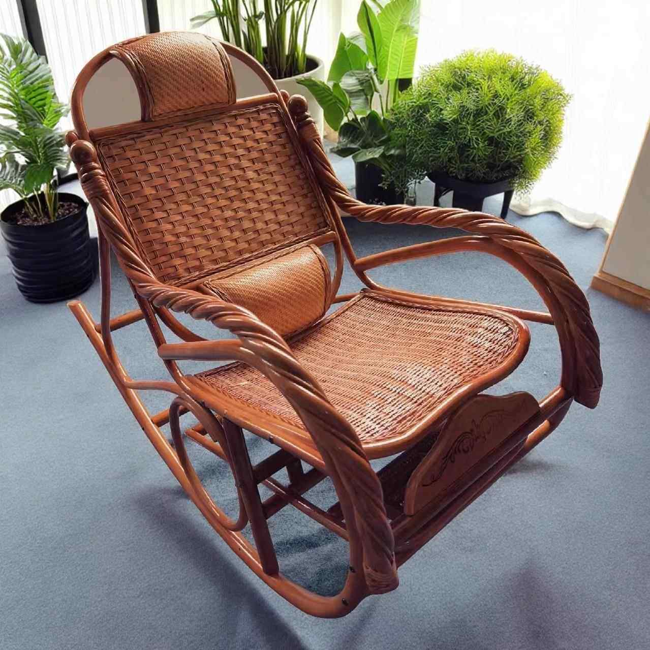 藤椅印尼真藤摇椅成人摇摇躺椅懒人休闲家用阳台藤编老人逍遥午睡