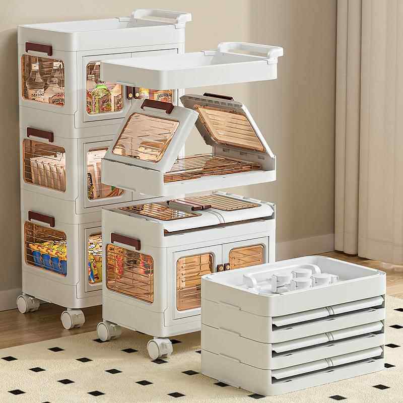 客收纳柜杂厅86400物小推车物架简易折叠塑料置沙发旁家用移动抽