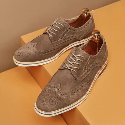 Genuine leather cow suede business men leather shoes 男皮鞋