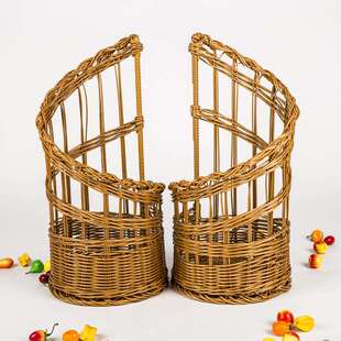 壹藤厂家直销油仿藤织篮法棍篮创意左右向编74188旋转条筐方装饰