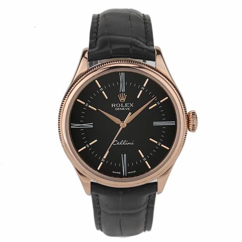 盒证98新39mm劳力士切利尼玫瑰金m50505-0009自动机械男腕表正品