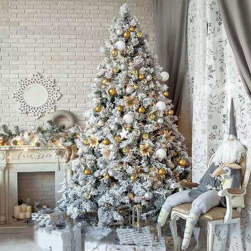 新款圣诞树加密白色落雪植绒树1.8米圣诞套餐/2.1米/2.4米植绒树