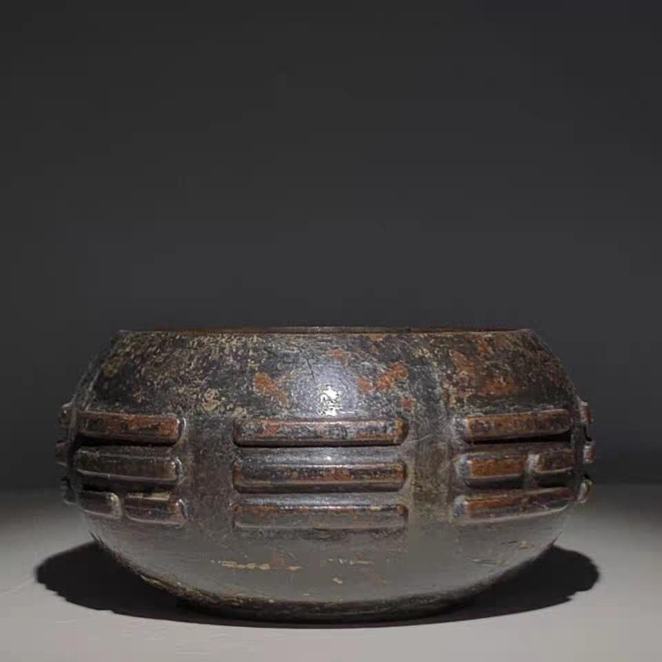 彷古纯铜黄铜鎏金太极八卦钵式炉水孟佛堂供奉香炉创意烟灰缸摆件