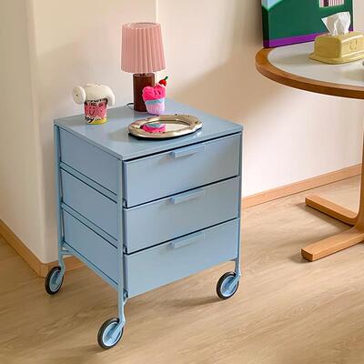 Lifepoem彩色多巴胺移动收纳柜小户型家用奶油风推车储物柜床头柜