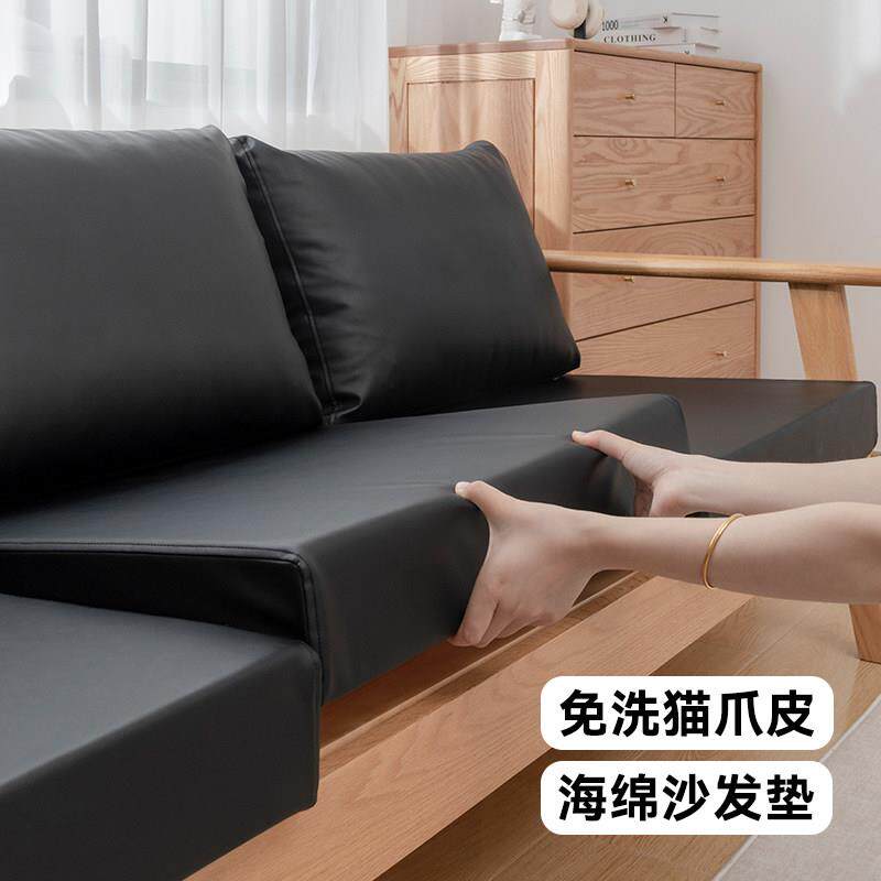 防水猫爪皮沙发垫高密度海绵加厚加硬实木沙发座垫靠包椅子垫定做