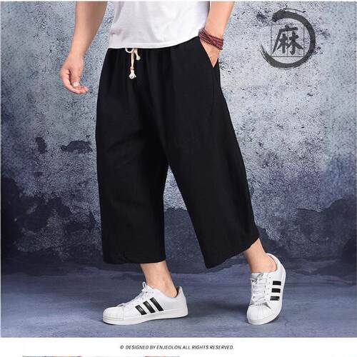 Men's plus size seven inch pants, medium cotton linen