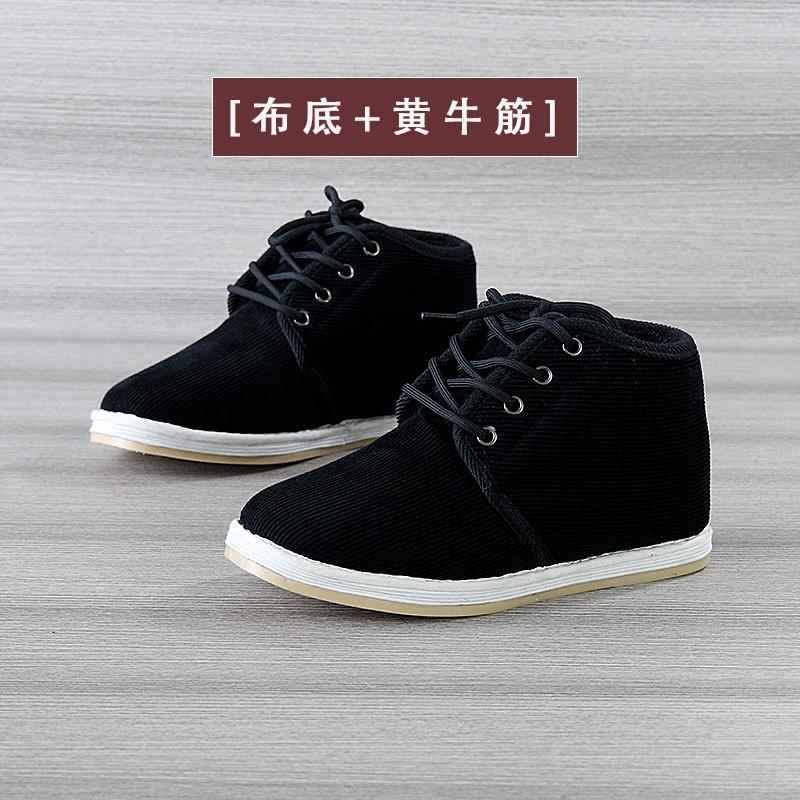 正品式加绒棉系带布鞋女冬季色女鞋老北京纯手工千层布黑底花老棉