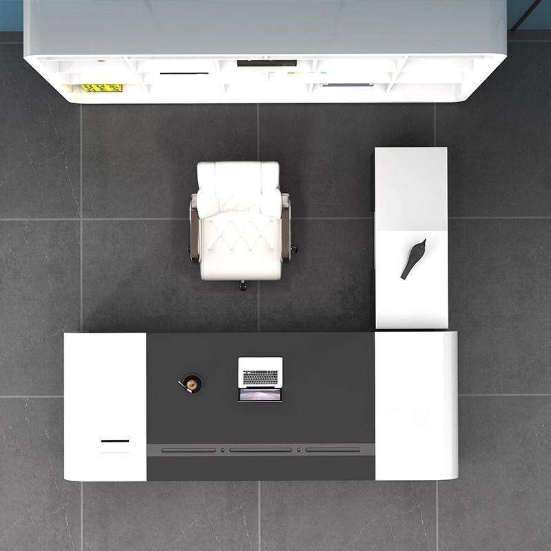 白色烤漆时尚办公桌老板桌简约现代总裁桌经理桌大班台桌椅组合