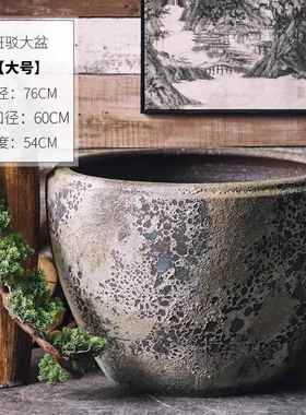 正品御水三泥陶缸瓷大缸粗陶复古阳手工金鱼缸荷花缸鱼缸庭院子台