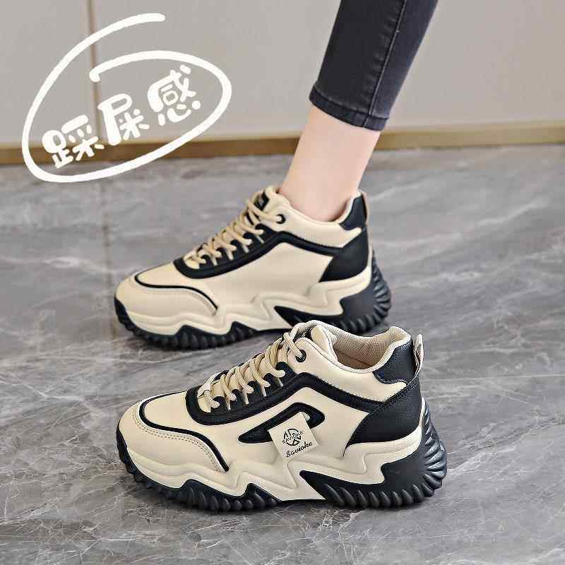 香港运动鞋女款2025新款夏季轻便厚底爆款百搭休闲软底高帮老爹鞋