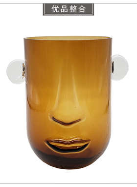 简约现代样板间书房软装饰品创意家居棕色人脸玻璃摆件BJ115-5-1