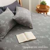 宽幅全棉斜纹印花布40 40加厚磨毛布10858条纹格子喜庆印花床单布