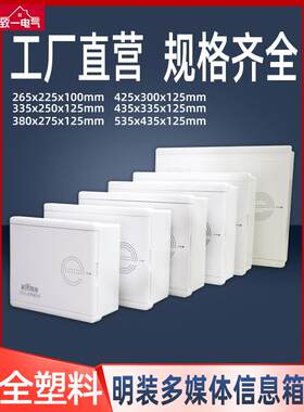 多媒体箱集线器箱表面安装全塑料弱电箱塑料网络箱接线盒家用小型