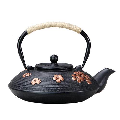 800ml扁壶精美外贸款铁壶厂家铸铁茶壶烧水泡茶养生茶壶茶具