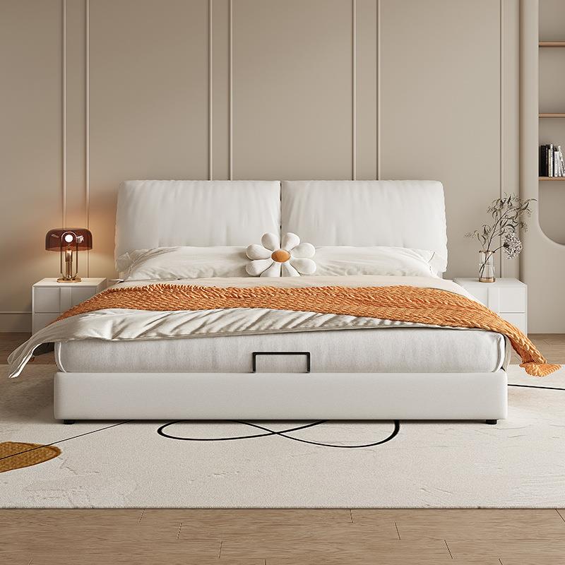 集运奶油风科.技布艺床现简约15米代1JS-落地.8米床双人主卧室耳