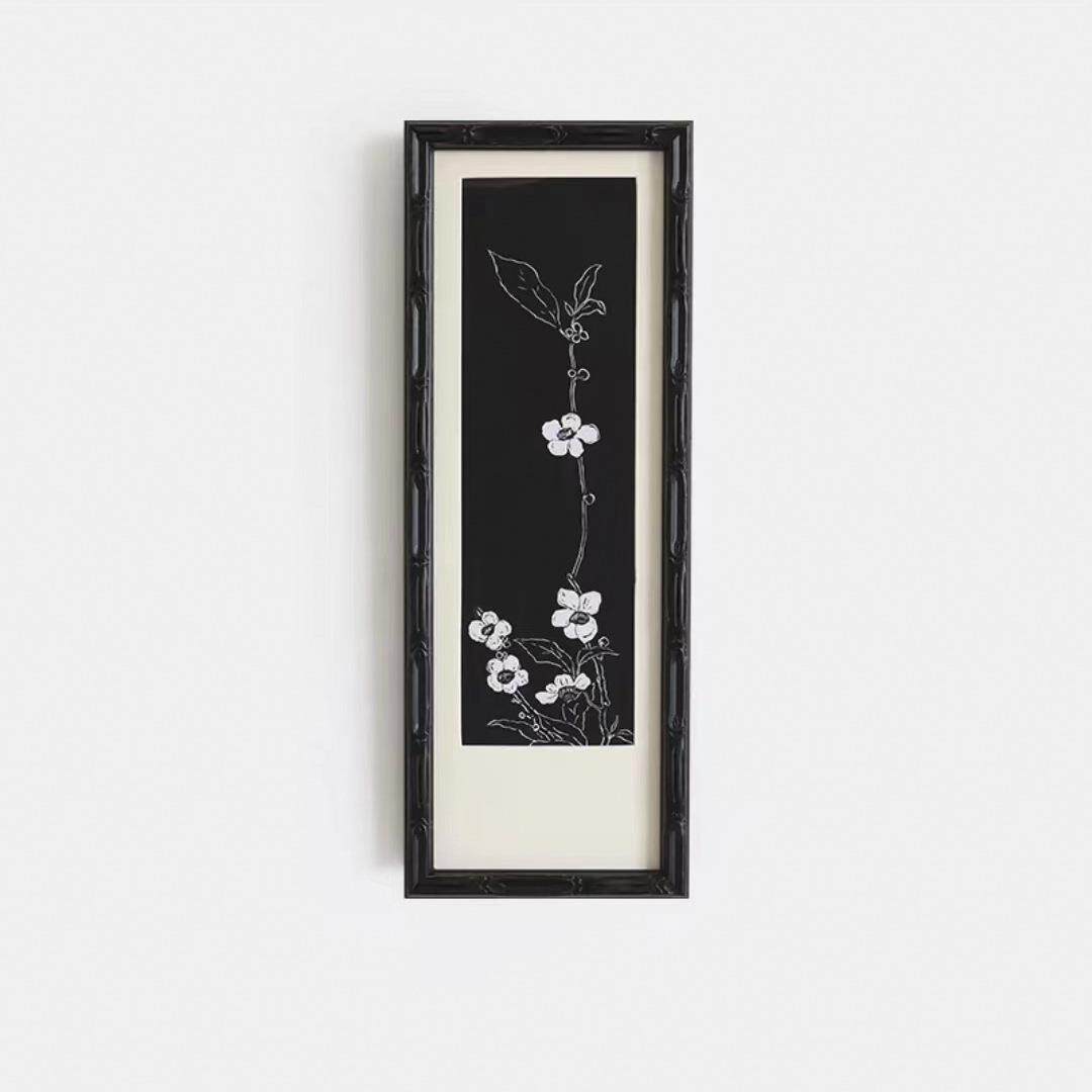 新中式梅花装饰画寓意好的挂画客厅入户玄关走廊壁画竖版