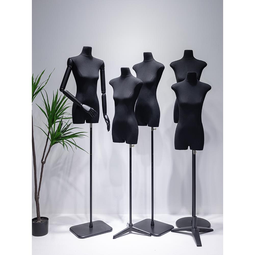 服装店韩版扁身模特道具女半身橱窗黑色扁平胸宽肩人偶衣服展示架