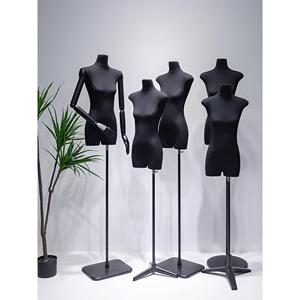 服装店韩版扁身模特道具女半身橱窗黑色扁平胸宽肩人偶衣服展示架