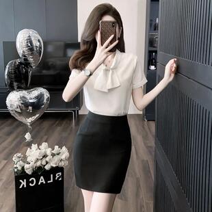 前台工作装女高端夏装工作服套装上班服衬衫包臀裙置业顾问套装裙