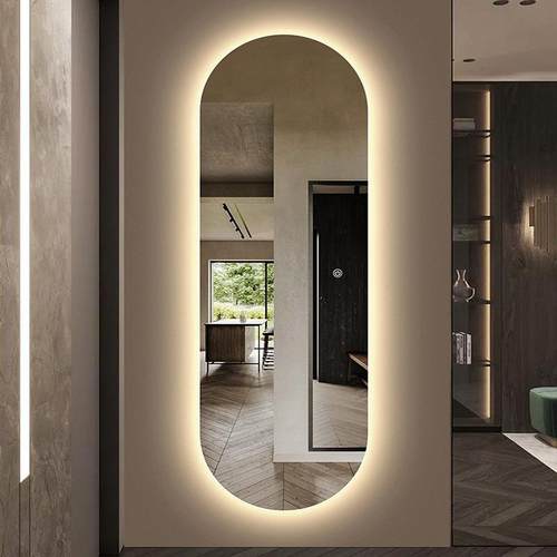 BOLEN间伯仑框无OSP镜穿衣镜壁全身镜子LED灯试衣异形椭圆挂落地