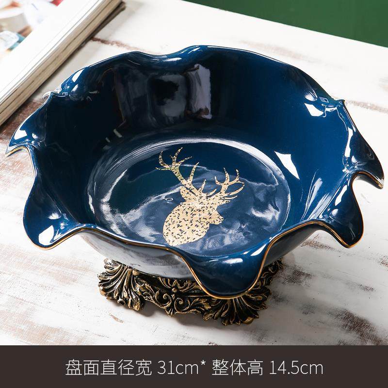 正品陶瓷水果盘家用客欧式奢华高档几摆件干厅果高脚创意美中式新
