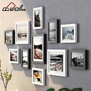 客厅相框挂墙相片墙洗照片做成画框组合连身挂免打孔框上创意定制