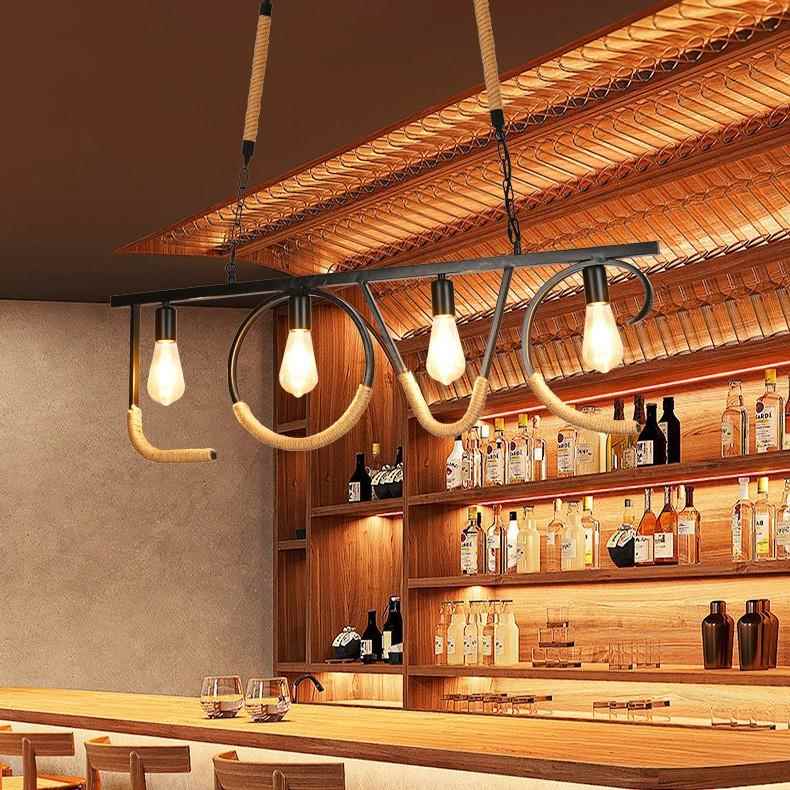 吧麻绳吊灯用美式商餐厅吊灯创餐客厅工业风意复古铁艺吧59台吊灯