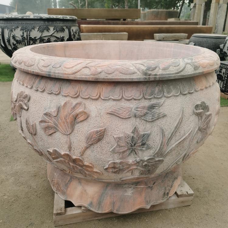 石雕大缸鱼缸花盆庭院石缸天然青石仿古水缸养鱼种花石盆石头摆件