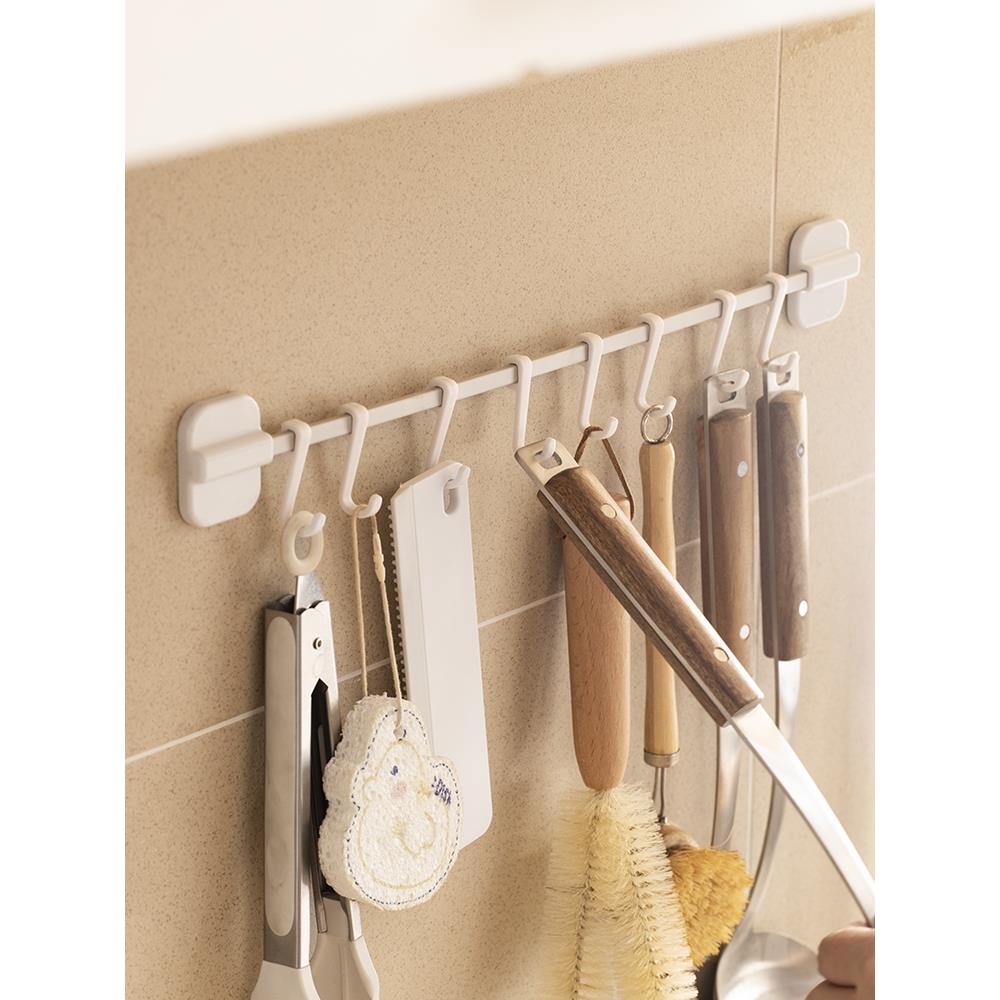 连排挂钩强力粘胶免打孔厨房墙壁挂承重门后无痕塑料壁挂式粘钩子