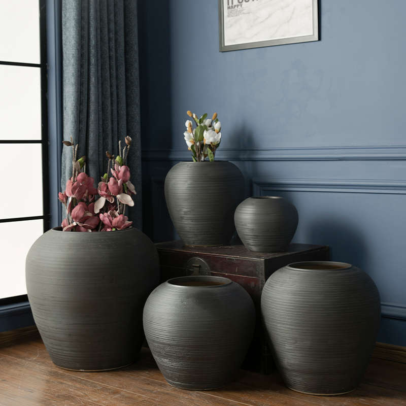 景德镇现代简约插花花器落地大花瓶客厅陶罐家居酒店装饰陶瓷摆件