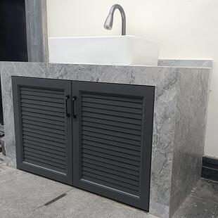 铝合金透气百叶门花园洗手台橱柜门定 制烧烤台柜门板定 做防腐门