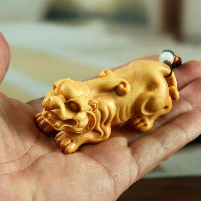 黄杨木雕汽车钥匙挂件手把件工艺品皮丘木质雕刻摆件貔貅