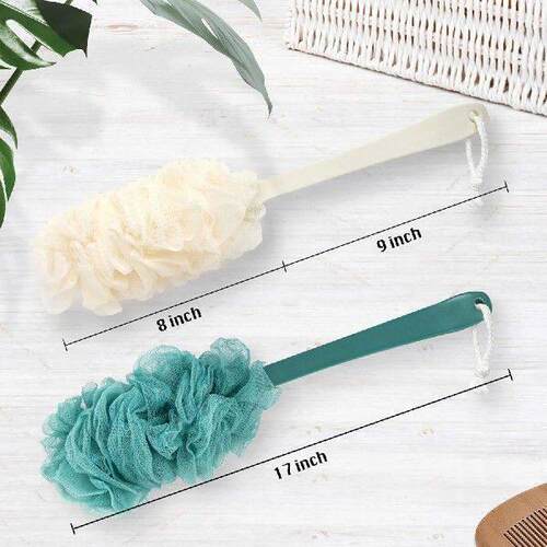 2Pack Back Scrubber for Shower， Loofah Sponge Shower Brush