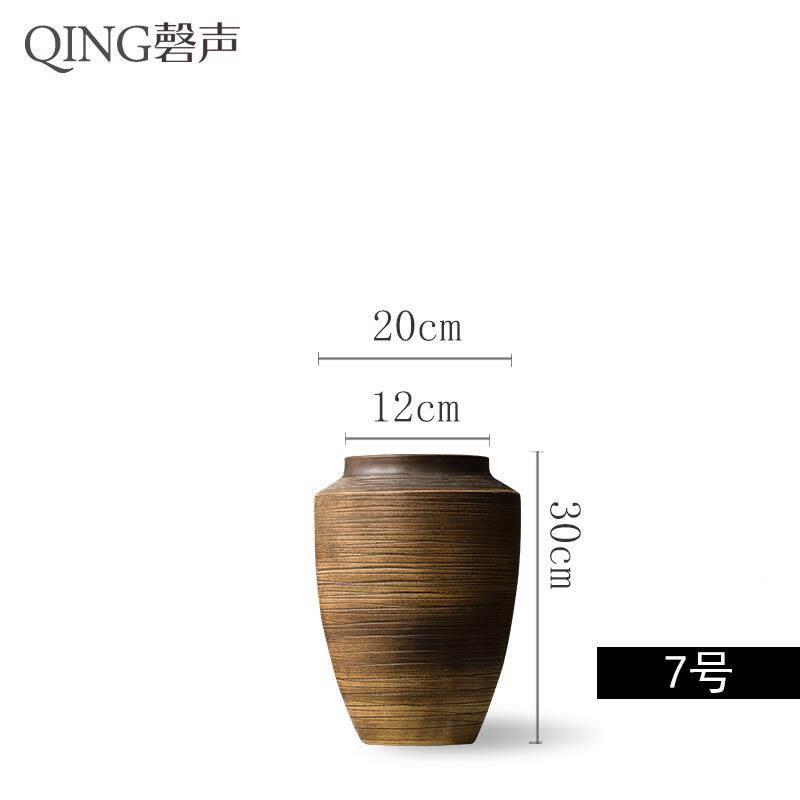 落地大花瓶陶罐侘寂式粗陶轻奢新中花器居家风客厅德镇QS56陶瓷景