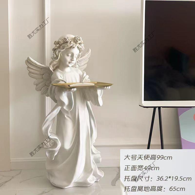 爱丽丝天使托盘摆件客厅卧室装饰美式复古法式塑大型落地大摆件