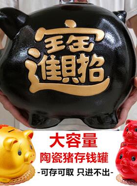 陶瓷黑猪存钱罐摆件招财风水镇宅红色黑色生肖猪摆件补角摆设装饰