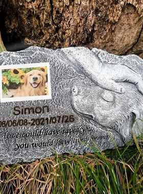 天使猫狗摆件树脂宠物墓碑纪念石花园动物雕像装饰品手工创意摆件