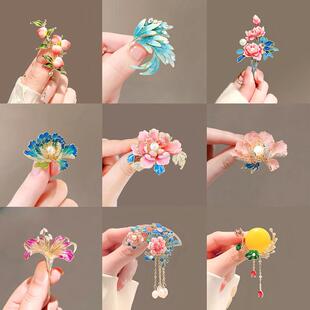 配饰别针 古风气质珍珠牡丹花扇子胸针女国风复古花朵胸花高档西装