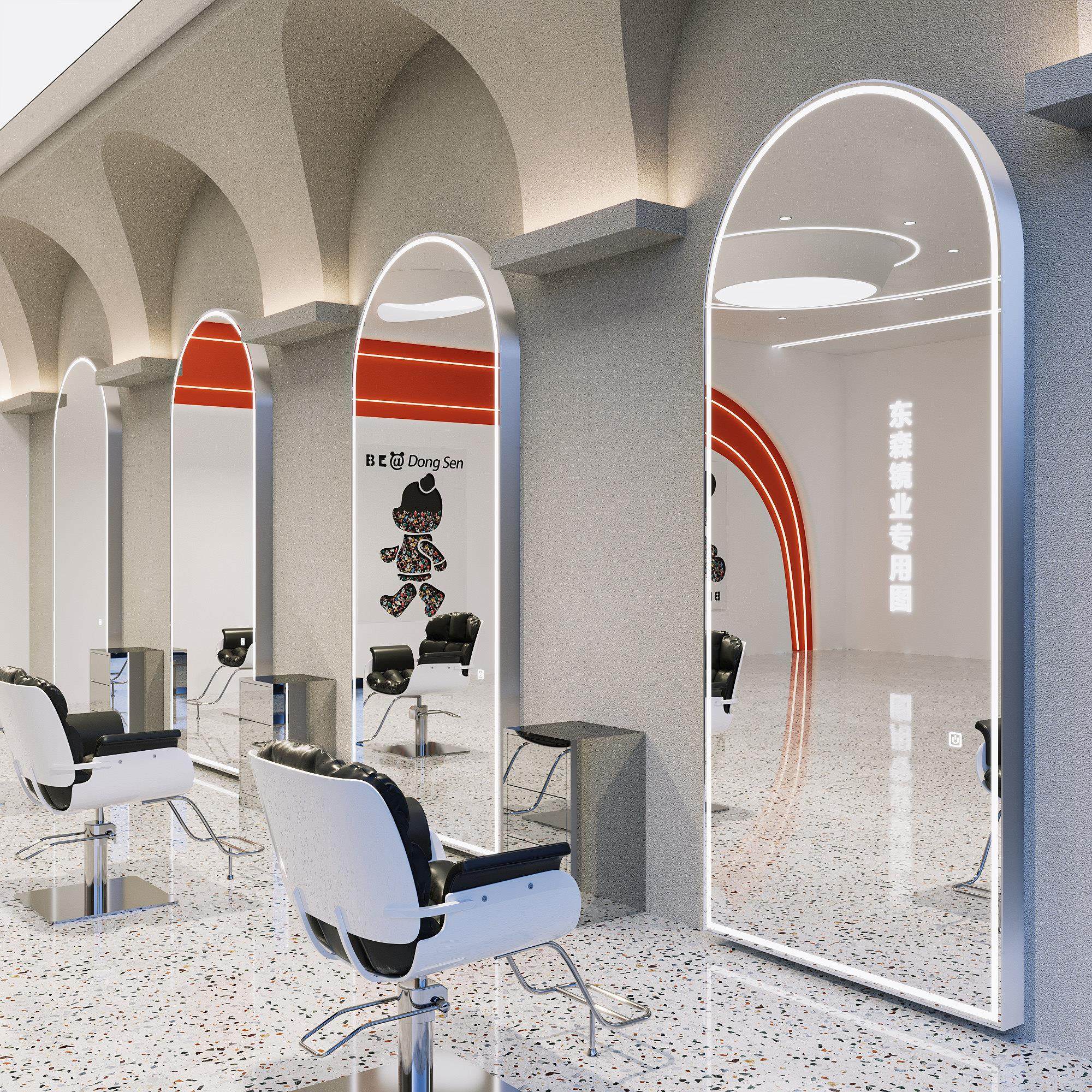 网红理髲店镜子发廊专用美发店镜台LED灯潮款单面镜剪发烫染区镜,商业/办公家具,理发镜台,淘宝优惠券,粉丝福利购,淘宝优惠卷