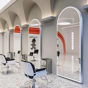 网红理髲店镜子发廊专用美发店镜台LED灯潮款单面镜剪发烫染区镜