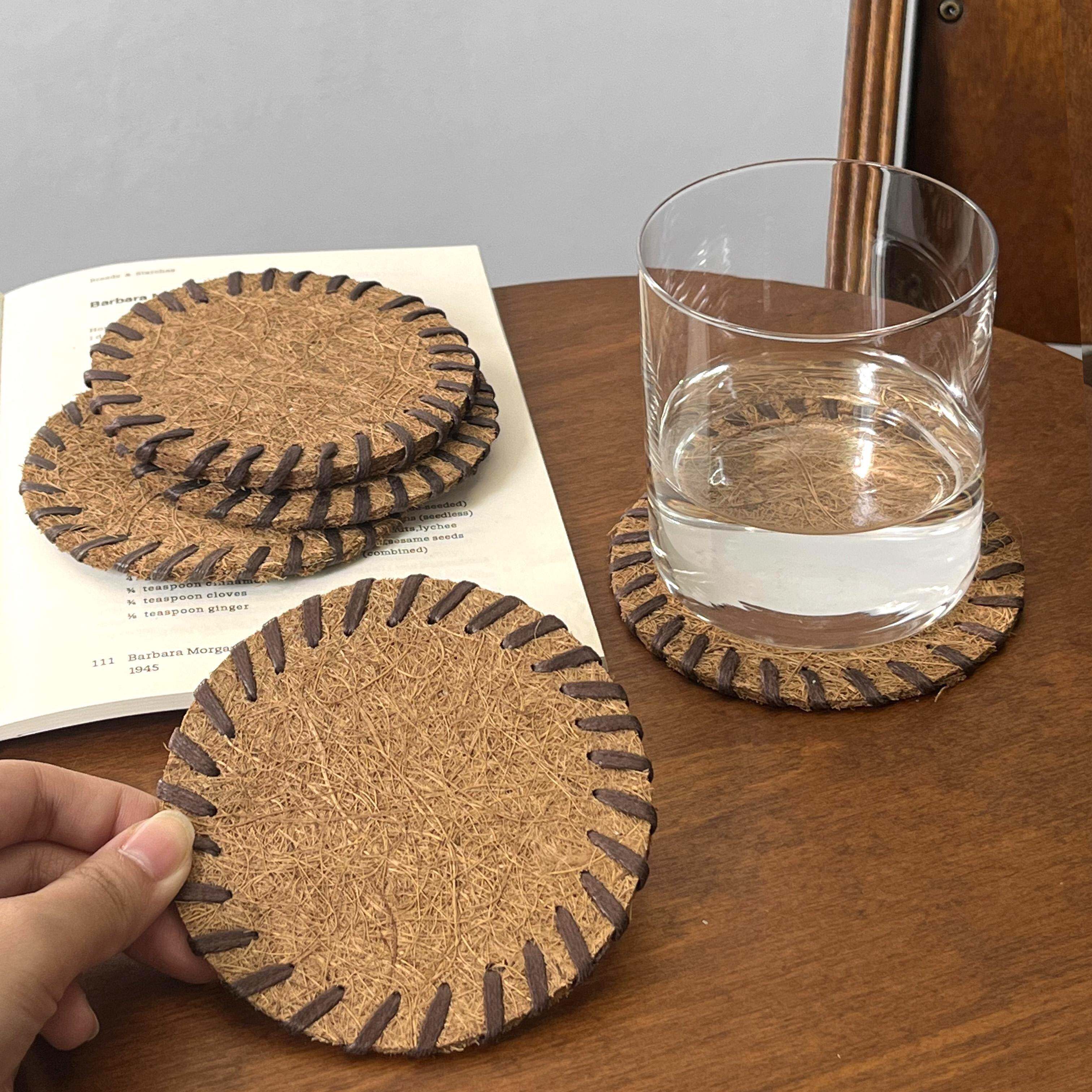 采购产品天然椰子丝手工编织的环保杯垫，咖啡杯，茶道备用零件，