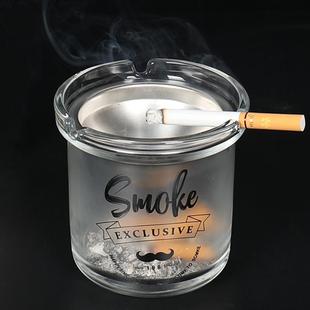 办公室防飞灰烟盅 漏斗烟灰缸创意家用客厅有带盖潮流玻璃烟缸个性
