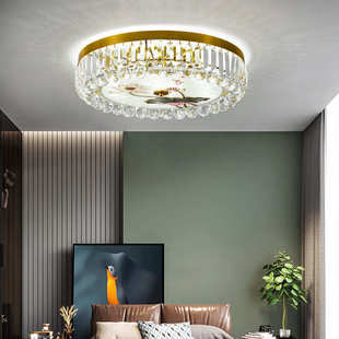 水晶主卧室灯具吸顶灯现代简约大气装 灯 饰房间婚房珐琅彩轻奢美式