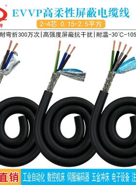 耐油耐磨信号控制线EVVP多芯2.5平方柔性拖链自动化设备屏蔽电缆